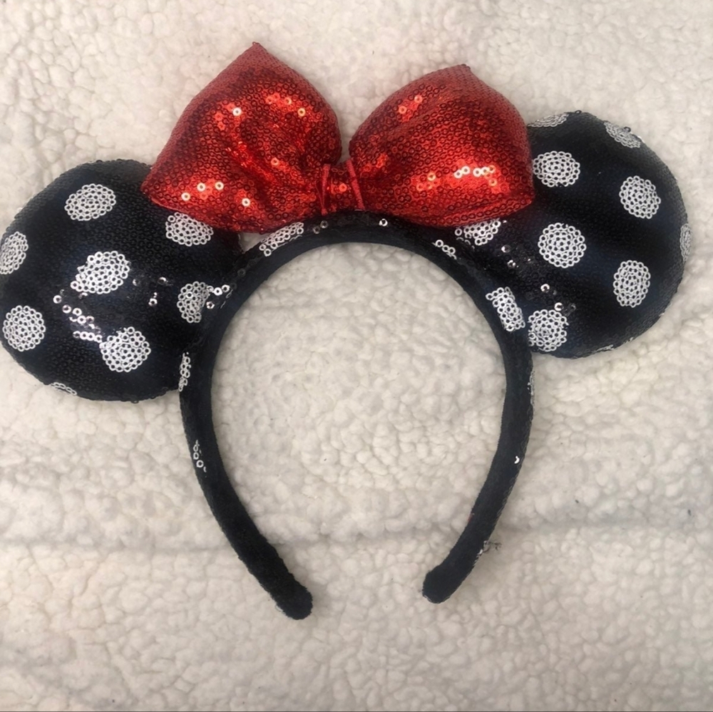 Mickey Minnie Disney Parks Sequin Polka Dot Mouse Ears